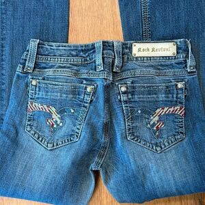 Y2K Womens Rock Revival Jeans Size 31 Rianna Boot cut jeans patriotic